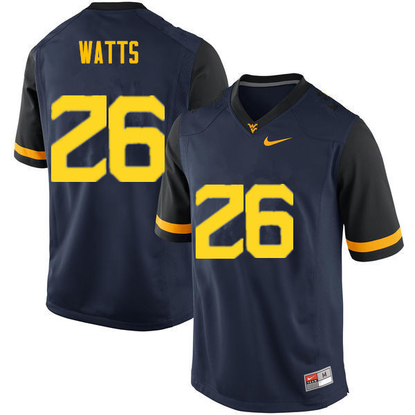 NCAA Men's Connor Watts West Virginia Mountaineers Navy #26 Nike Stitched Football College Authentic Jersey SR23M10TU